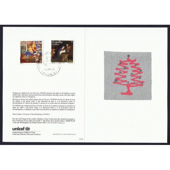 España 3835+3836 2001 matasello Servicio Filatélico Navidad