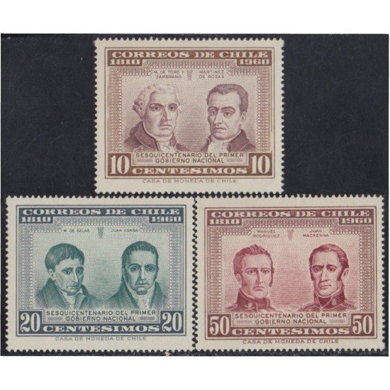 Chile 304/06 1964/65 150 Años del 1º Gobierno Nacional MNH Chile 304/06 1964/65 150 Años del 1º Gobierno Nacional MNH