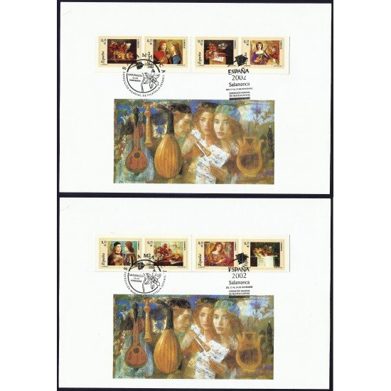 España 3925-3932C 2002 Medio Carnet matasello y Sobre Salamanca 2002 España 3925-3932C 2002 Medio Carnet matasello y Sobre Salamanca 2002