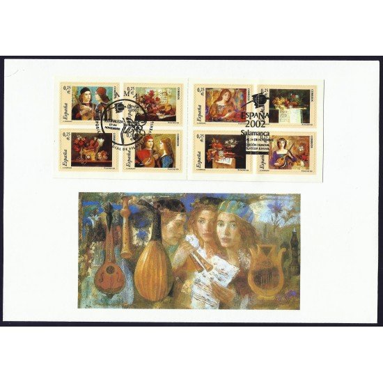 España 3925-3932C 2002 Carnet matasello y Sobre Salamanca 2002