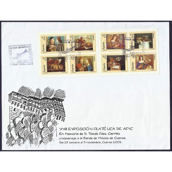 España 3925-3932C 2002 Carnet matasello y Sobre Salamanca 2002 España 3925-3932C 2002 Carnet matasello y Sobre Salamanca 2002