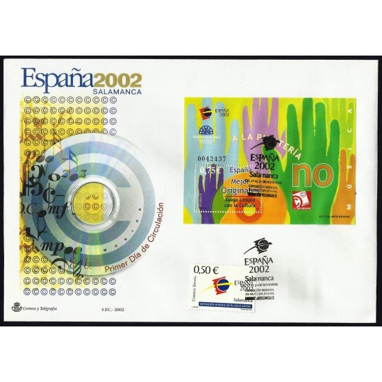 España 3949 2002 HB matasello Sobre primer Día Exposición Mundial Salamanca 2002