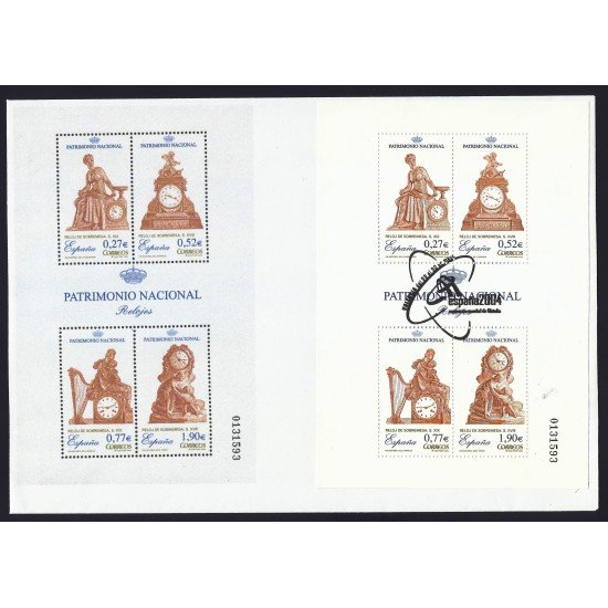 España 4071 2004  Hojita matasello Sobre Relojes Patrimonio de la Humanidad
