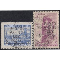 Chile 344/45 1970 Volcán Choshuenco Moai Isla de Pascua usado