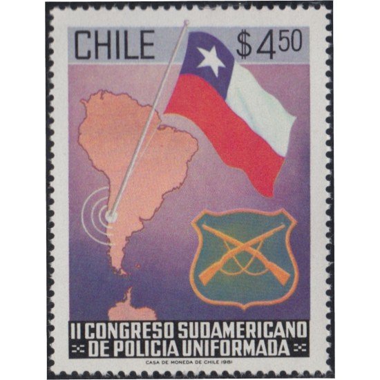 Chile 578 1981 II Congreso sudamericano de policía uniformada MNH Chile 578 1981 II Congreso sudamericano de policía uniformada MNH
