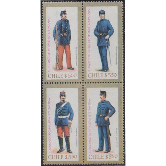 Chile 580/83 1981 Uniformes militares MNH Chile 580/83 1981 Uniformes militares MNH
