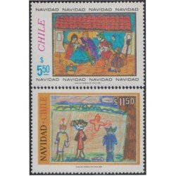 Chile 585/86 1981 Navidad Christmas Dibujos infantiles MNH