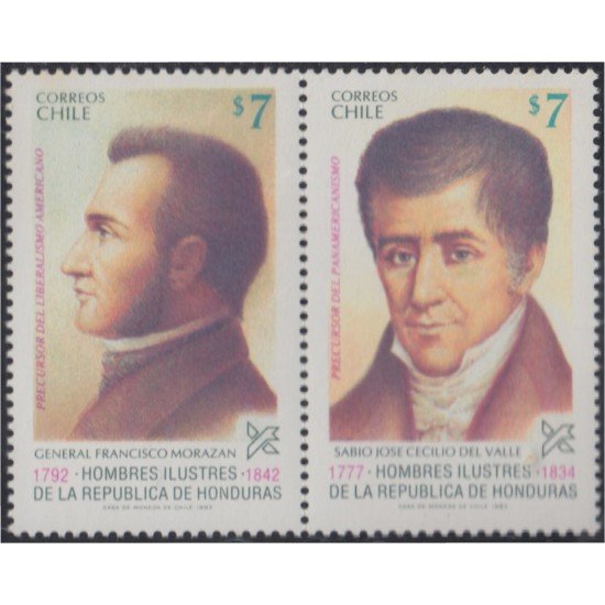 Chile 637/38 1983 Hombres ilustres Gral. Francisco Morazán Sabio José Cecilio del Valle MNH