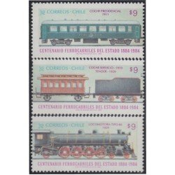 Chile 644/46 1984 Centenario ferrocarriles del estado Trenes Trains MNH