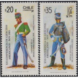 Chile 717/18 1985 Conferencia de ejércitos americanos soldados MNH