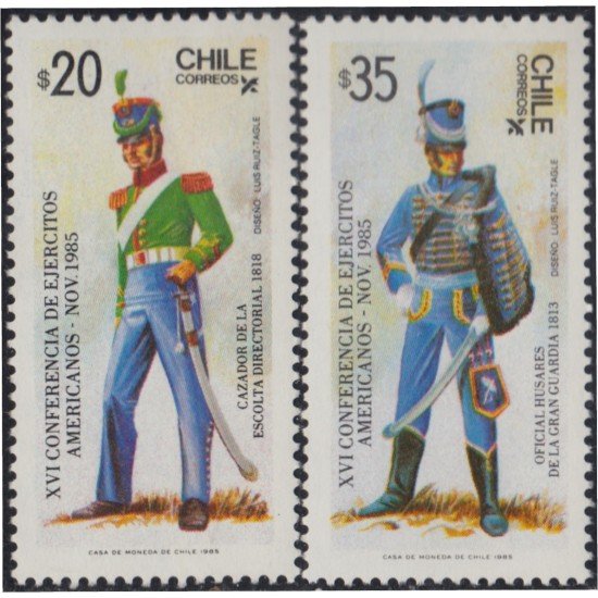Chile 717/18 1985 Conferencia de ejércitos americanos soldados MNH