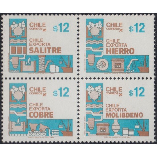 Chile 723/26 1986 Chile exporta cobre salitre hierro molibdeno MNH Chile 723/26 1986 Chile exporta cobre salitre hierro molibdeno MNH