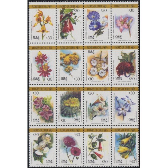 Chile 852/67 1988 Flores de Chile Flowers MNH Chile 852/67 1988 Flores de Chile Flowers MNH