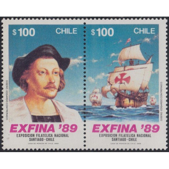 Chile 892/93 1989 Exfina 89 Colón Caravela MNH Chile 892/93 1989 Exfina 89 Colón Caravela MNH