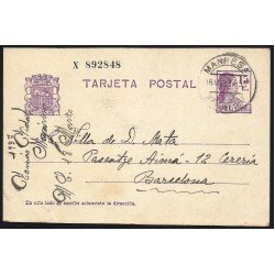 España Spain Entero Postal 69 Matrona 1937 Manresa