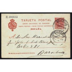 España Spain Entero Postal 47 Matasello 1909 Valencia