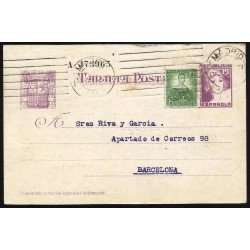España Spain Entero Postal 75 Matrona  Matasello 1937 Madrid