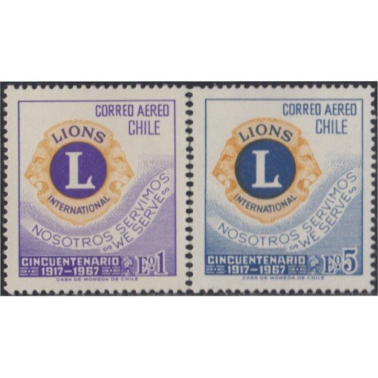 Chile A- 240/41 1967 50 Años de Lions Internacional MNH