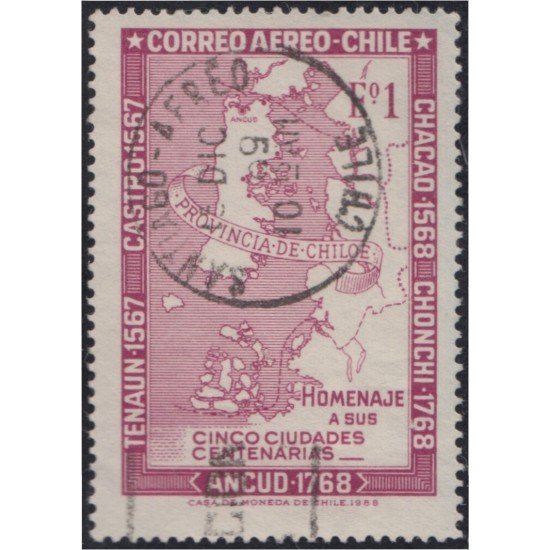 Chile A- 248 1968 Centenarios de villas de Chiloé usado Chile A- 248 1968 Centenarios de villas de Chiloé usado