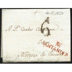 España Prefilatelia Carta de Santander a Medina de Pomar 1830 España Prefilatelia Carta de Santander a Medina de Pomar 1830