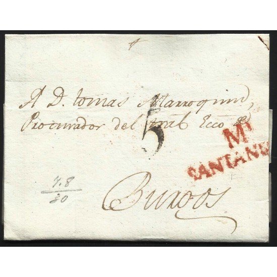 España Prefilatelia Carta de Santander a Burgos 1830
