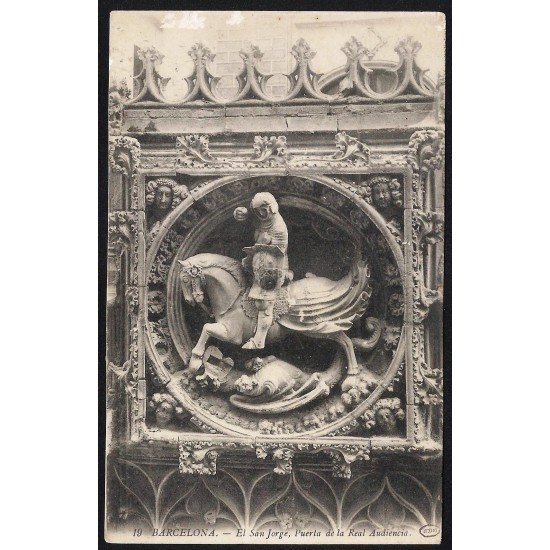 España Spain Postal Antigua Barcelona - Estatua San Jorge