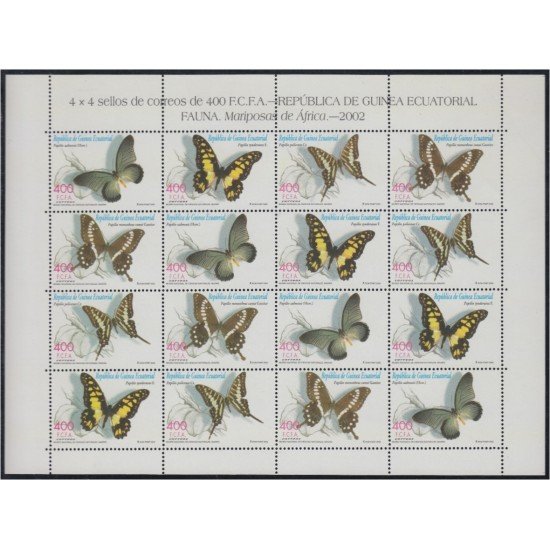Guinea Ecuatorial 296/99 2003 Minihojita Fauna Mariposas de África MNH Guinea Ecuatorial 296/99 2003 Minihojita Fauna Mariposas de África MNH