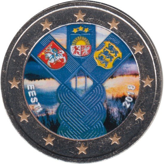 Estonia 2018 2 € euros conmemorativos Color Estados Bálticos