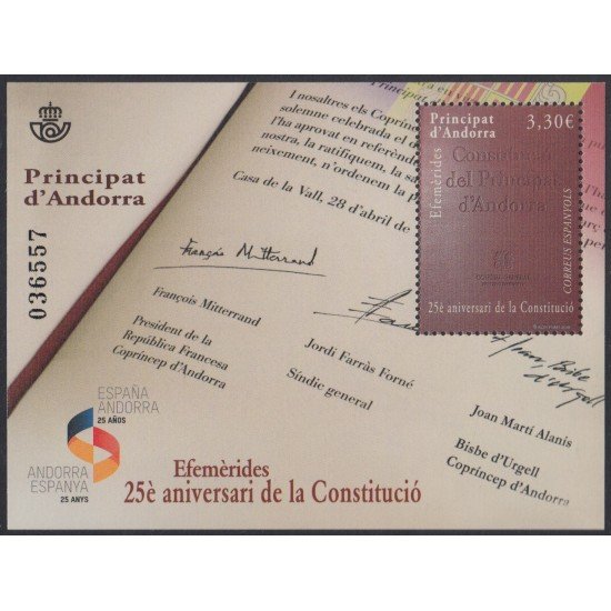 Andorra Española 466 2018 25 Aniversario de la Constitución MNH