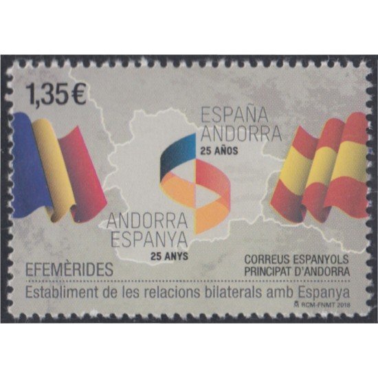 Andorra Española 471 2018 25 Años establecimiento de relaciones con España MNH