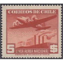 Chile A- 66 1941/42 Serie antigua Filigrane A Avión MH Chile A- 66 1941/42 Serie antigua Filigrane A Avión MH