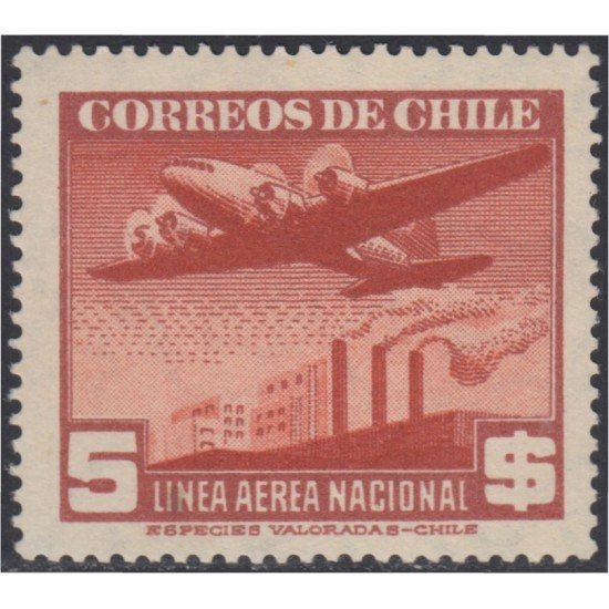 Chile A- 66 1941/42 Serie antigua Filigrane A Avión MH Chile A- 66 1941/42 Serie antigua Filigrane A Avión MH