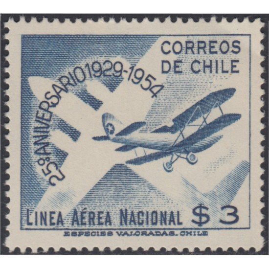 Chile A- 156 1954 25º Aniversario de la Línea Aérea Nacional MH
