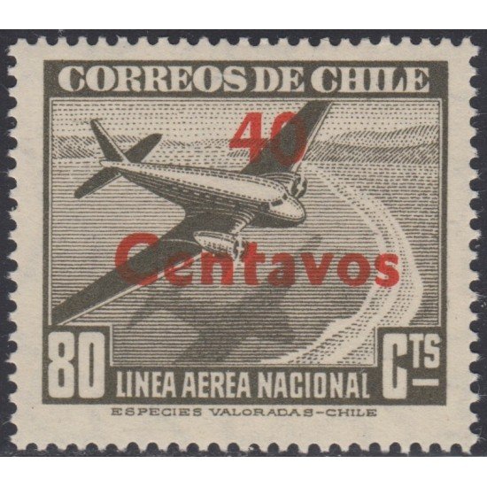 Chile A- 151 1952 Timbres de 1946-50 Línea Aérea Nacional Avión MH Chile A- 151 1952 Timbres de 1946-50 Línea Aérea Nacional Avión MH