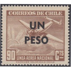 Chile A- 139 1951 Timbre de 1946-50 Un peso Avión MNH Chile A- 139 1951 Timbre de 1946-50 Un peso Avión MNH