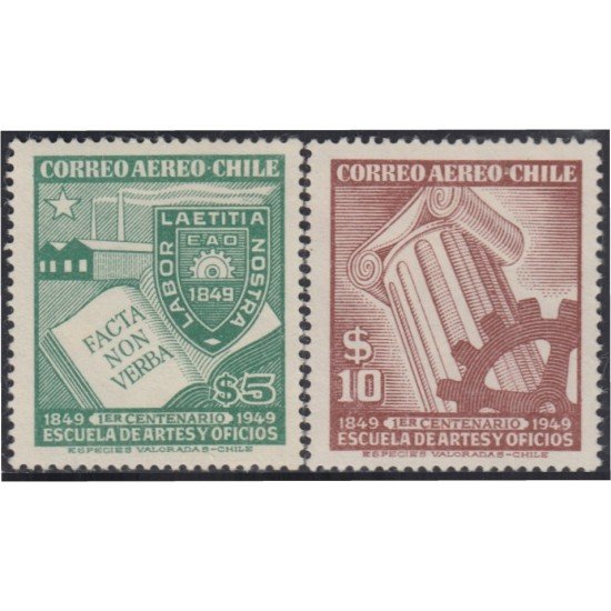 Chile A- 124/25 1949 Centenario de la Escuela de Arte y Profesiones MNH Chile A- 124/25 1949 Centenario de la Escuela de Arte y Profesiones MNH