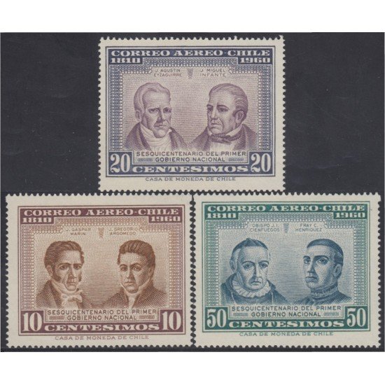 Chile A- 218/20 1964/65 150 Años del primer Gobierno Nacional MNH Chile A- 218/20 1964/65 150 Años del primer Gobierno Nacional MNH