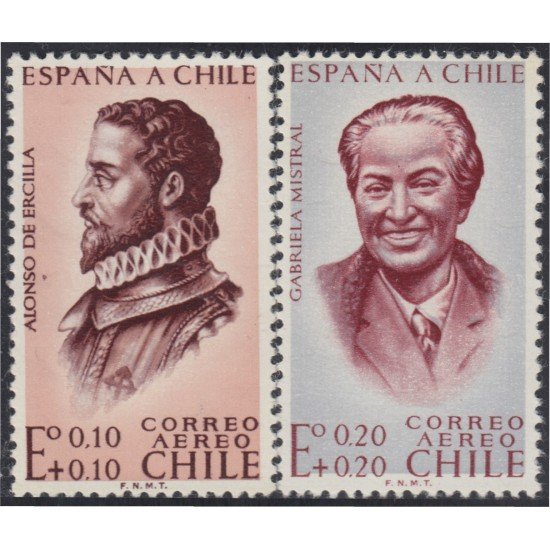 Chile A- 205/06 Gabriela Mistral Alonso de Ercilla MNH Chile A- 205/06 Gabriela Mistral Alonso de Ercilla MNH