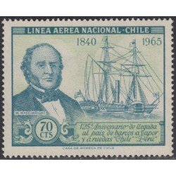 Chile A- 231 1966 125º Aniversario de llegada al país de barcos a vapor W. Wheelwright MNH Chile A- 231 1966 125º Aniversario de llegada al país de barcos a vapor W. Wheelwright MNH