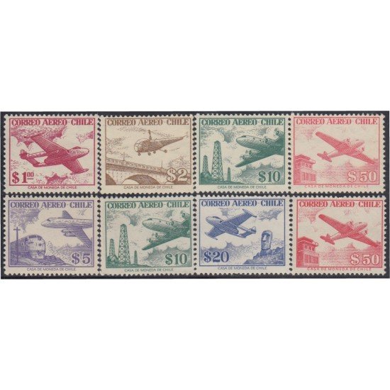 Chile A- 164/71 1956/57 Serie antigua Filigrane A Aviones MH Chile A- 164/71 1956/57 Serie antigua Filigrane A Aviones MH