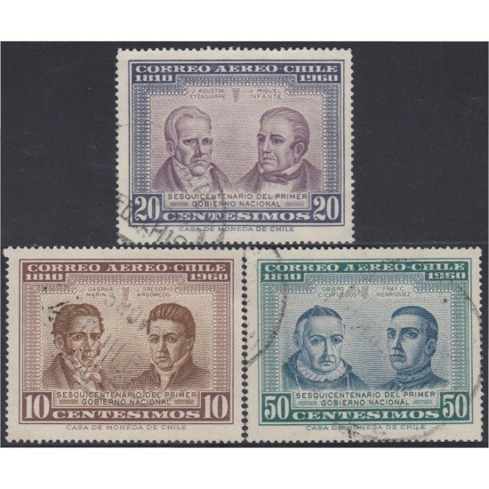 Chile A- 218/20 1964/65 150 Años del primer Gobierno Nacional usado