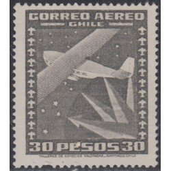 Chile A- 154 1953/54 Timbre de 1934-38 sin filigrane Avión usado Chile A- 154 1953/54 Timbre de 1934-38 sin filigrane Avión usado