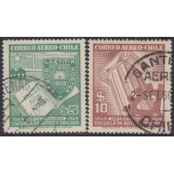 Chile A- 124/25 1949 Centenario de la Escuela de Arte y Profesiones usado Chile A- 124/25 1949 Centenario de la Escuela de Arte y Profesiones usado