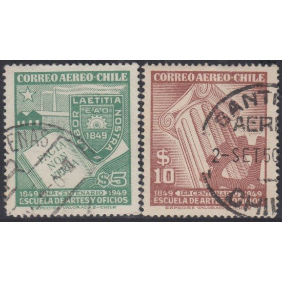 Chile A- 124/25 1949 Centenario de la Escuela de Arte y Profesiones usado