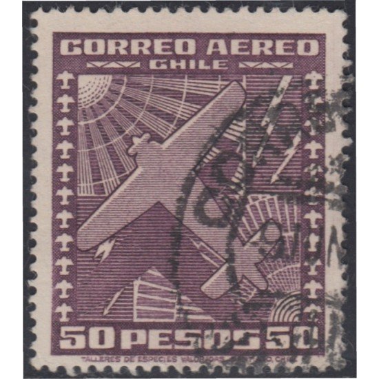 Chile A- 103B 1944/54 Tipos de 1934-38 Sin filigrane Avión usado