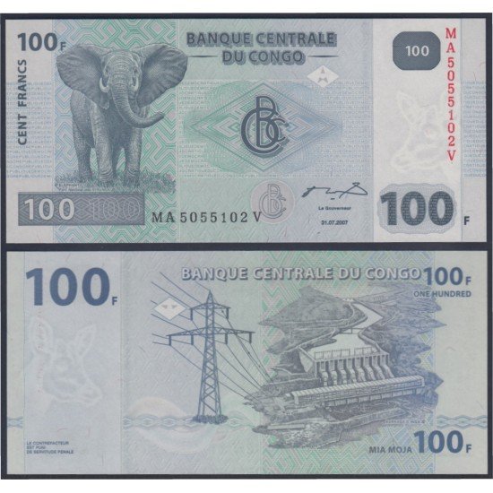 Congo 100 francs 2007 billete banknote sin circular