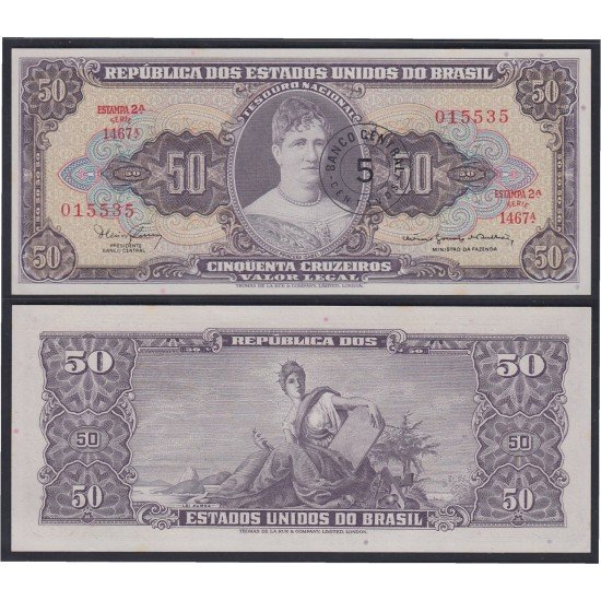 Brasil 50 cruzeiros 1949 Billete Banknote Sin Circular
