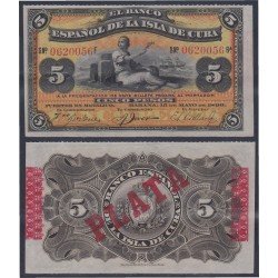 Cuba 5 pesos 1896 Billete Banknote Sin Circular