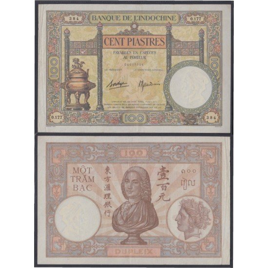 Indochina francesa 100 piastras 1925/39 Billete Banknote 