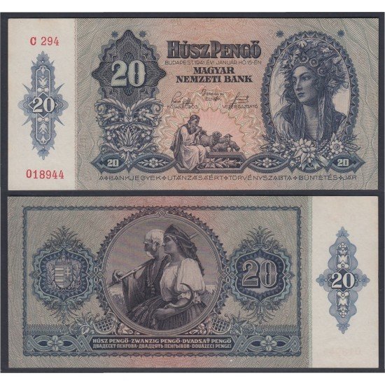 Hungría 20 Pengo 1941 Billete Banknote Sin Circular